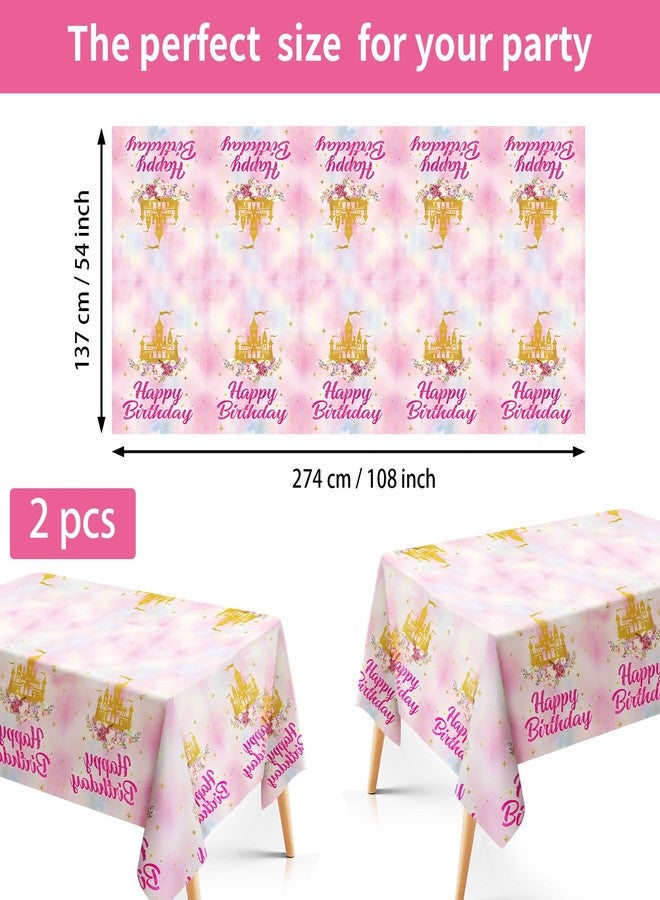 Grencian مجموعة لوازم حفلات عيد ميلاد الأميرة، 98 قطعة، تتضمن أطباقًا ومناديل ومفارش طاولات وديكورات بألوان قوس قزح باستيل مائية، مثالية لحفلات عيد الميلاد الرابع للفتيات، وحفلات القصص الخيالية، تكفي 24 شخصًا. - Image 3